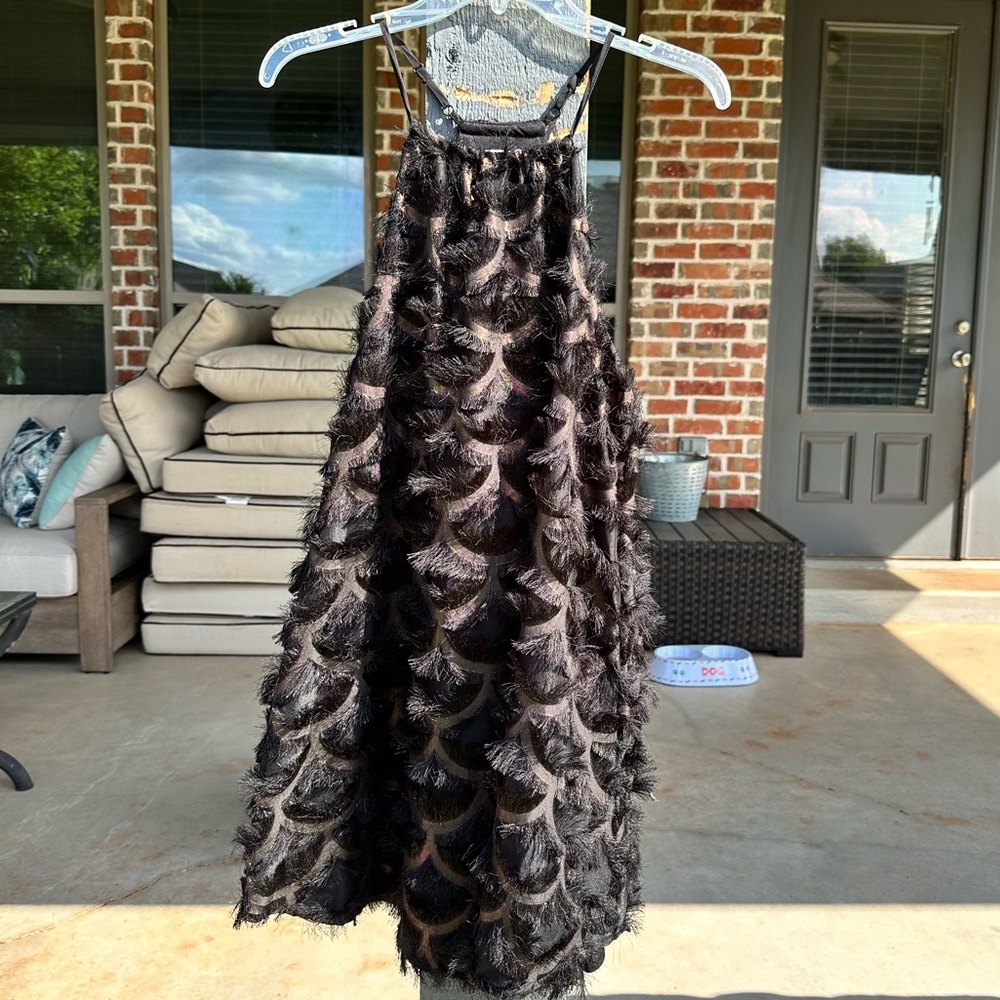 Black Feather Mini Dress size Large